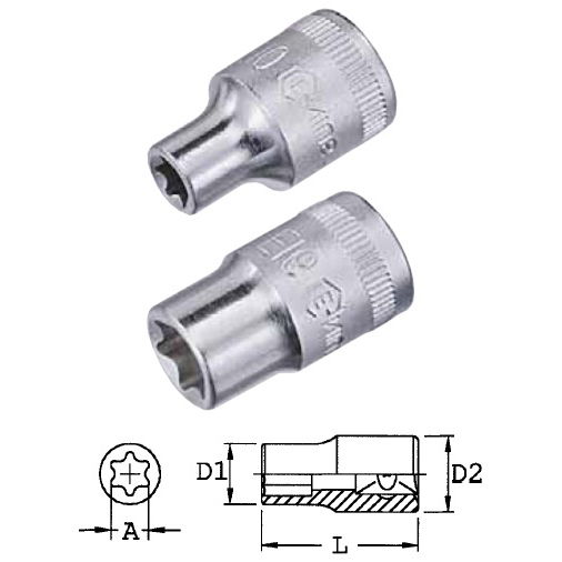 Genius Tools 454510 1/2"-os E-típusú (belső torx) dugókulcs fej, E-10 termék fő termékképe