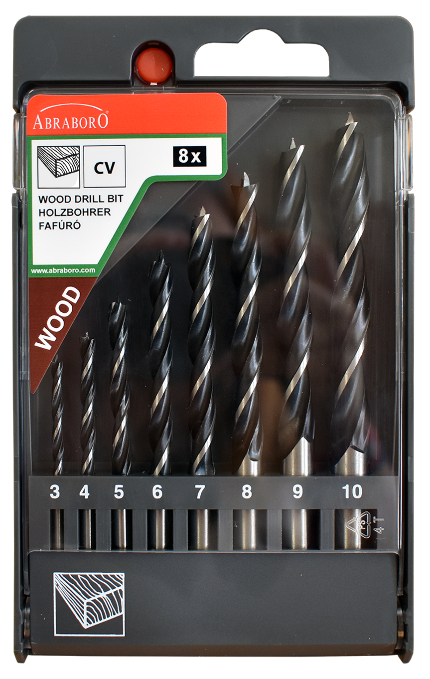 Abraboro 8 részes rövid fafúró készlet, műanyag dobozban termék fő termékképe