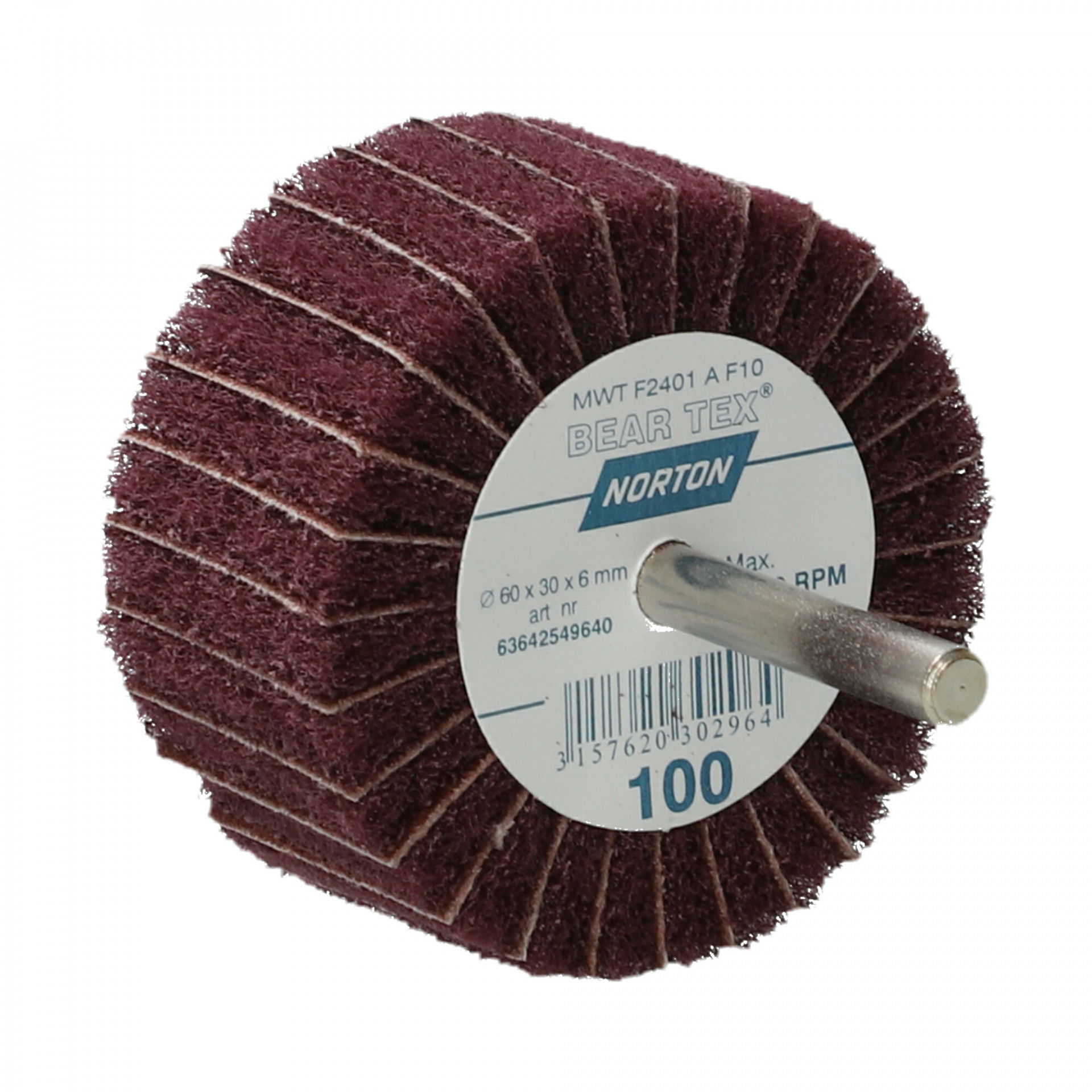 Norton Beartex csapos lamellás csiszolókorong Ø60x30x6mm Fine A/100, 10 db/csomag termék fő termékképe