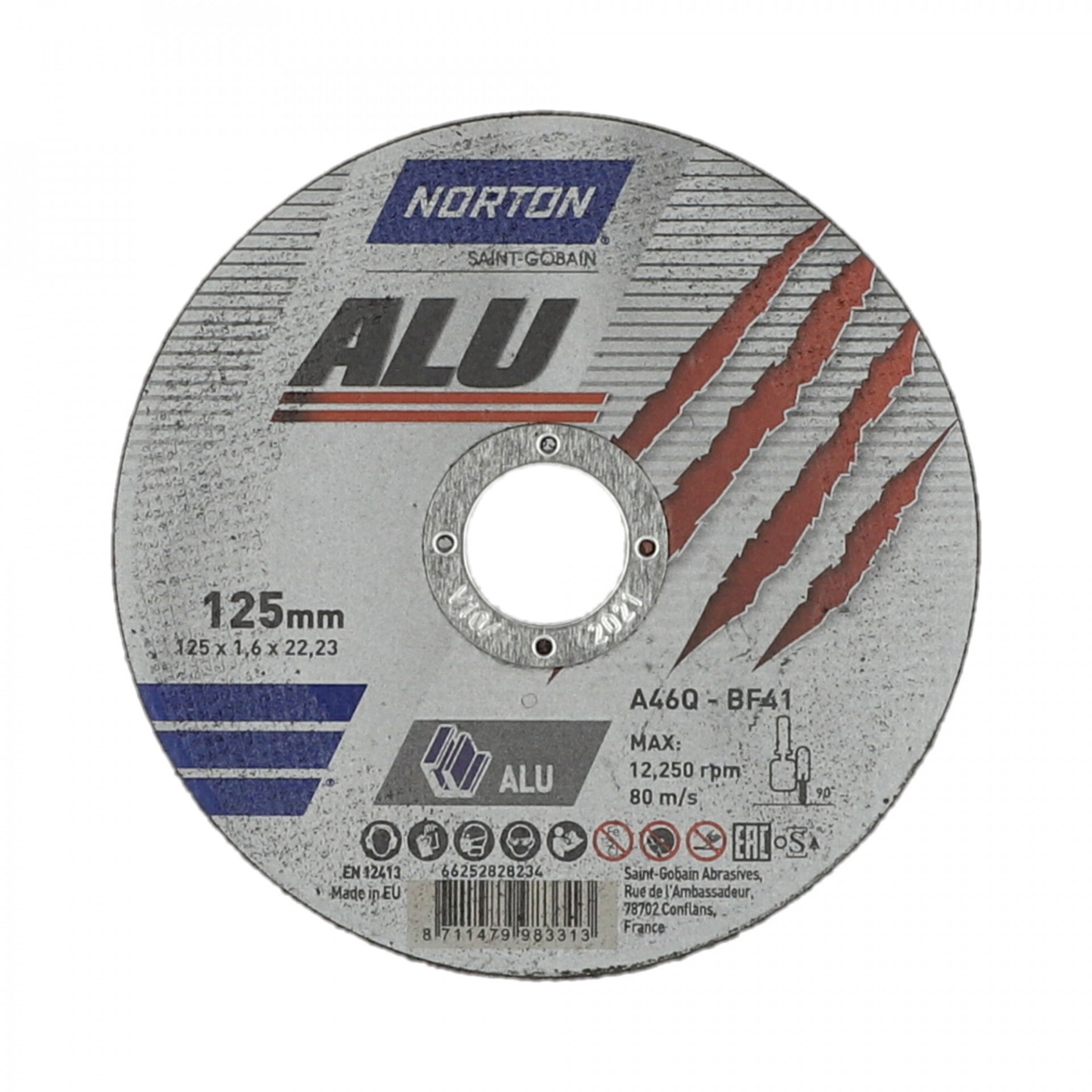 Norton Alumínium vágókorong 125x1,6x22,23mm A46Q, 25 db/csomag termék fő termékképe