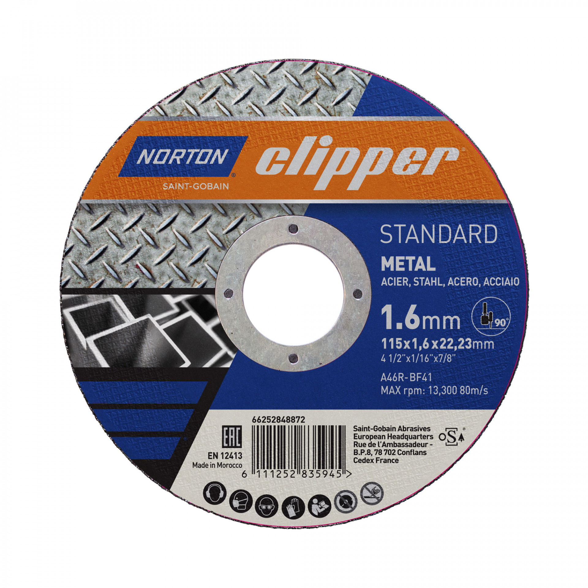 Norton Clipper Standard vágókorong 115x1,6x22,23mm A46R, 25 db/csomag termék fő termékképe