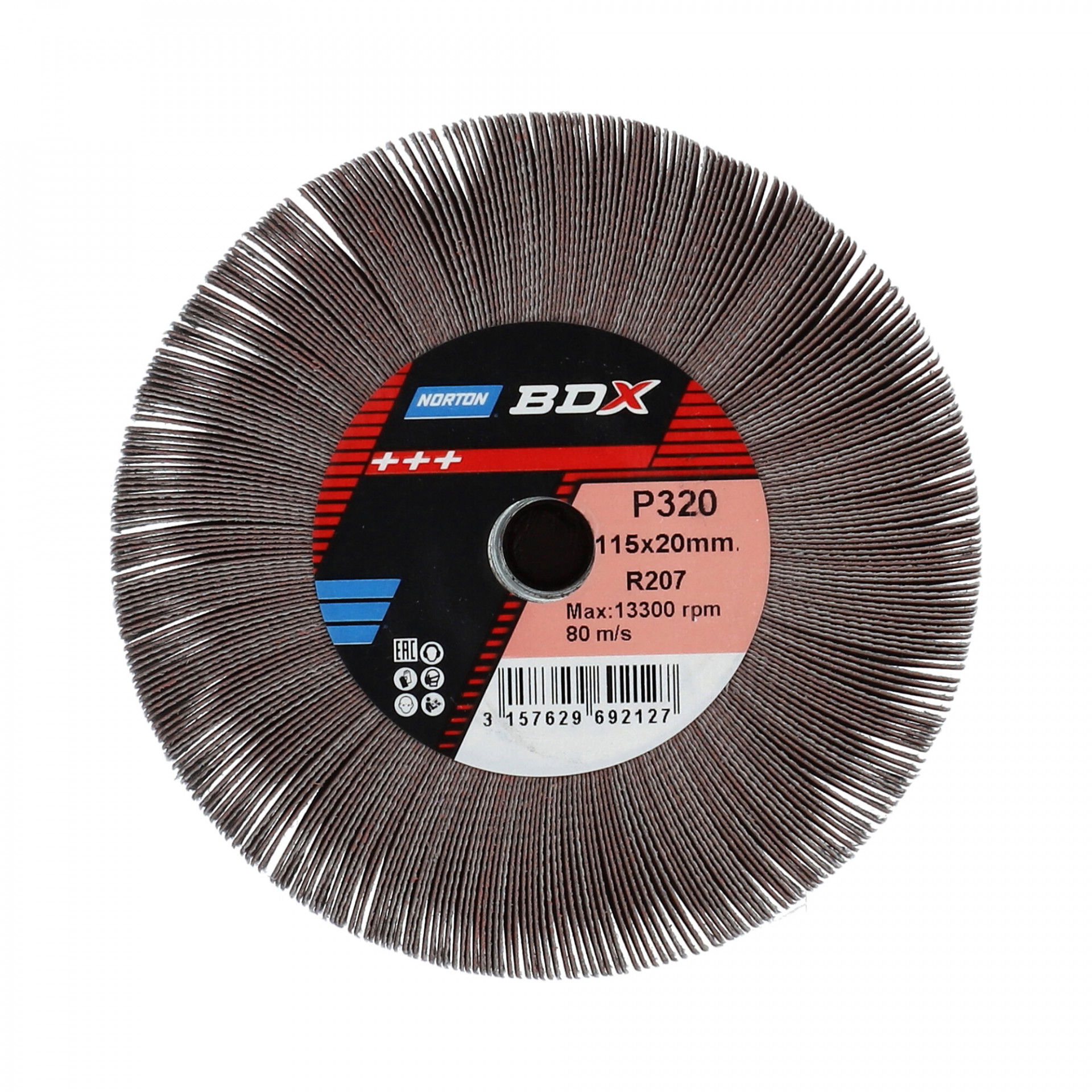 Norton BDX R207 Plus szaturnusz lamellás csiszolókorong Ø115x20xM14 P320, 5 db/csomag termék fő termékképe