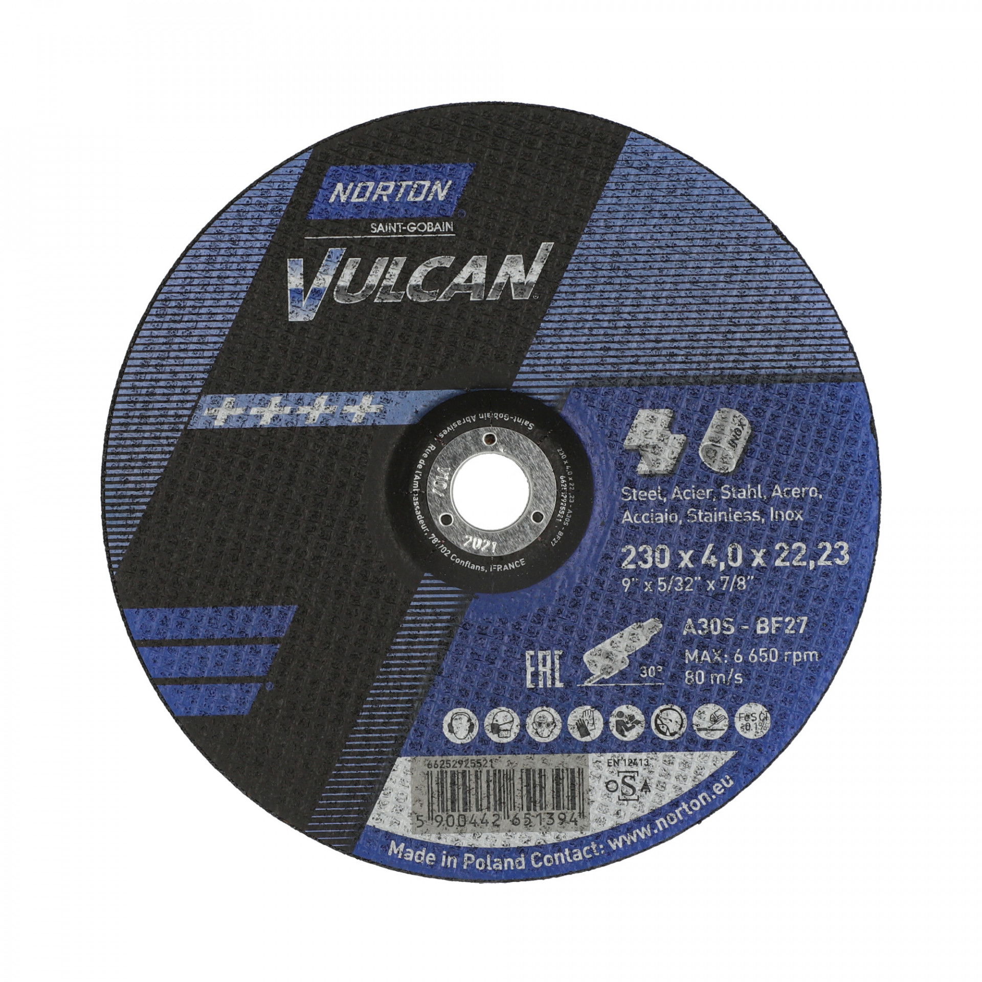 Norton Vulcan fém tisztítókorong 230x4,0x22,23mm, 20 db/csomag termék fő termékképe